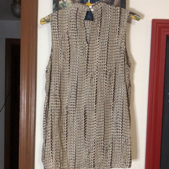 C sleeveless Blouse, brown and white pattern Size Small - Picture 2 of 4